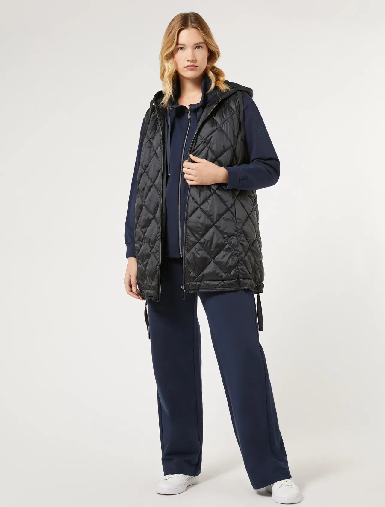 Discount Marina Rinaldi Stretch cotton fleece trousers NAVY