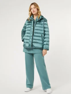 Outlet Marina Rinaldi Stretch cotton fleece trousers SAGEGREEN