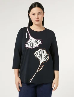 Fashion Marina Rinaldi Stretch cotton jersey T-shirt ULTRAMARINE