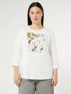 Outlet Marina Rinaldi Stretch cotton jersey T-shirt WHITE