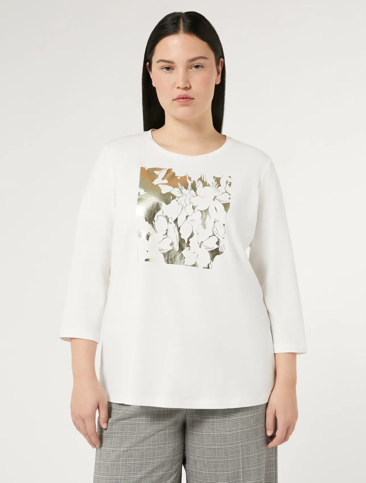 Outlet Marina Rinaldi Stretch cotton jersey T-shirt WHITE
