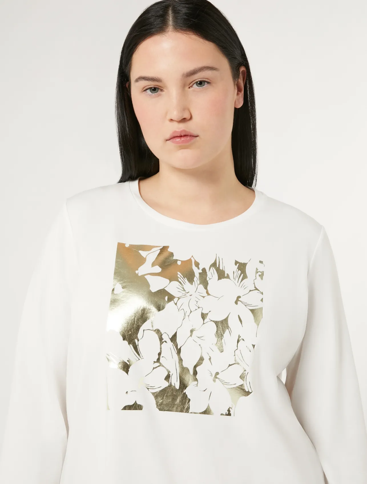 Outlet Marina Rinaldi Stretch cotton jersey T-shirt WHITE