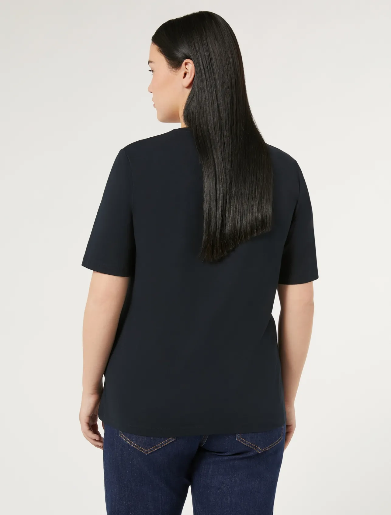 Fashion Marina Rinaldi Stretch cotton jersey T-shirt ULTRAMARINE