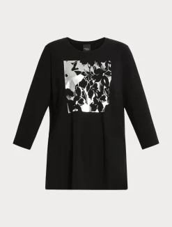 Sale Marina Rinaldi Stretch cotton jersey T-shirt BLACK