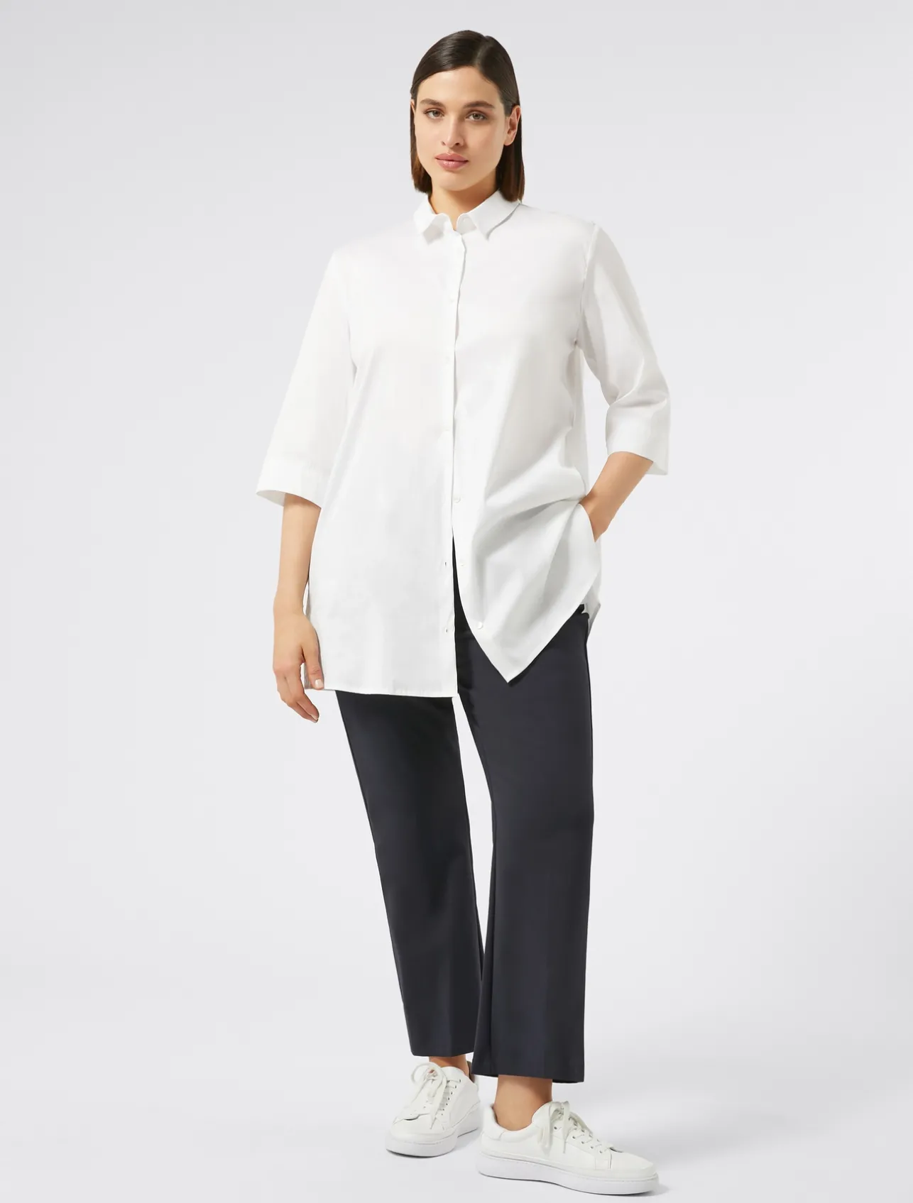 New Marina Rinaldi Stretch cotton-blend trousers MIDNIGHTBLUE