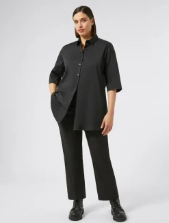 Sale Marina Rinaldi Stretch cotton-blend trousers BLACK