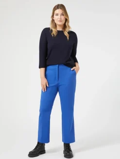 Outlet Marina Rinaldi Stretch cotton-blend trousers CHINABLUE
