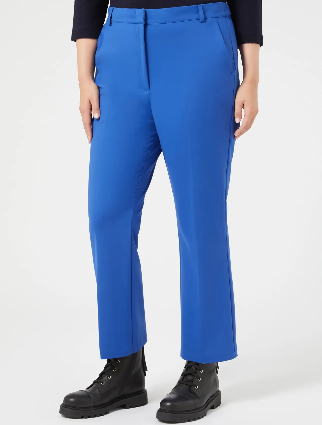 Outlet Marina Rinaldi Stretch cotton-blend trousers CHINABLUE