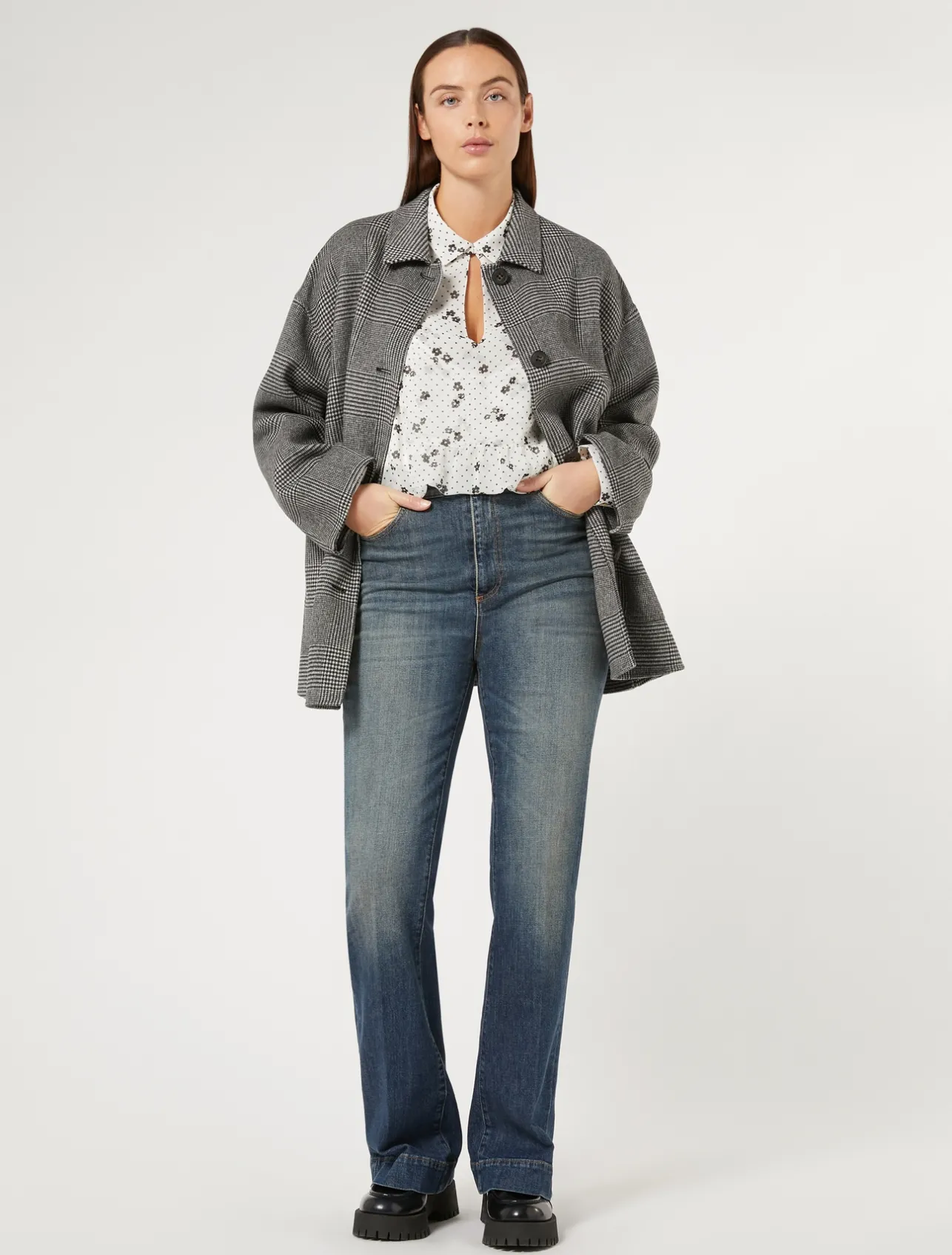 Fashion Marina Rinaldi Stretch denim flared jeans NAVY