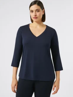 Outlet Marina Rinaldi Stretch jersey T-shirt MIDNIGHTBLUE