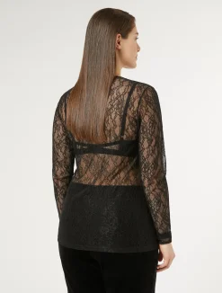 Best Marina Rinaldi Stretch lace T-shirt BLACK