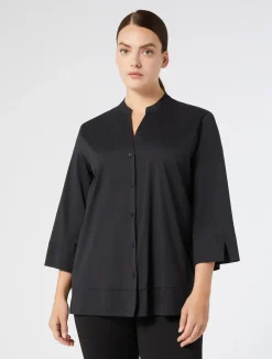 Discount Marina Rinaldi Stretch poplin shirt BLACK