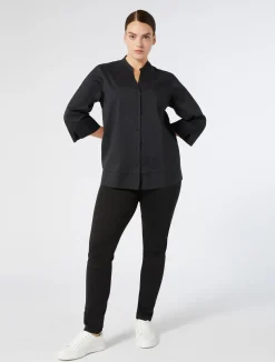 Discount Marina Rinaldi Stretch poplin shirt BLACK