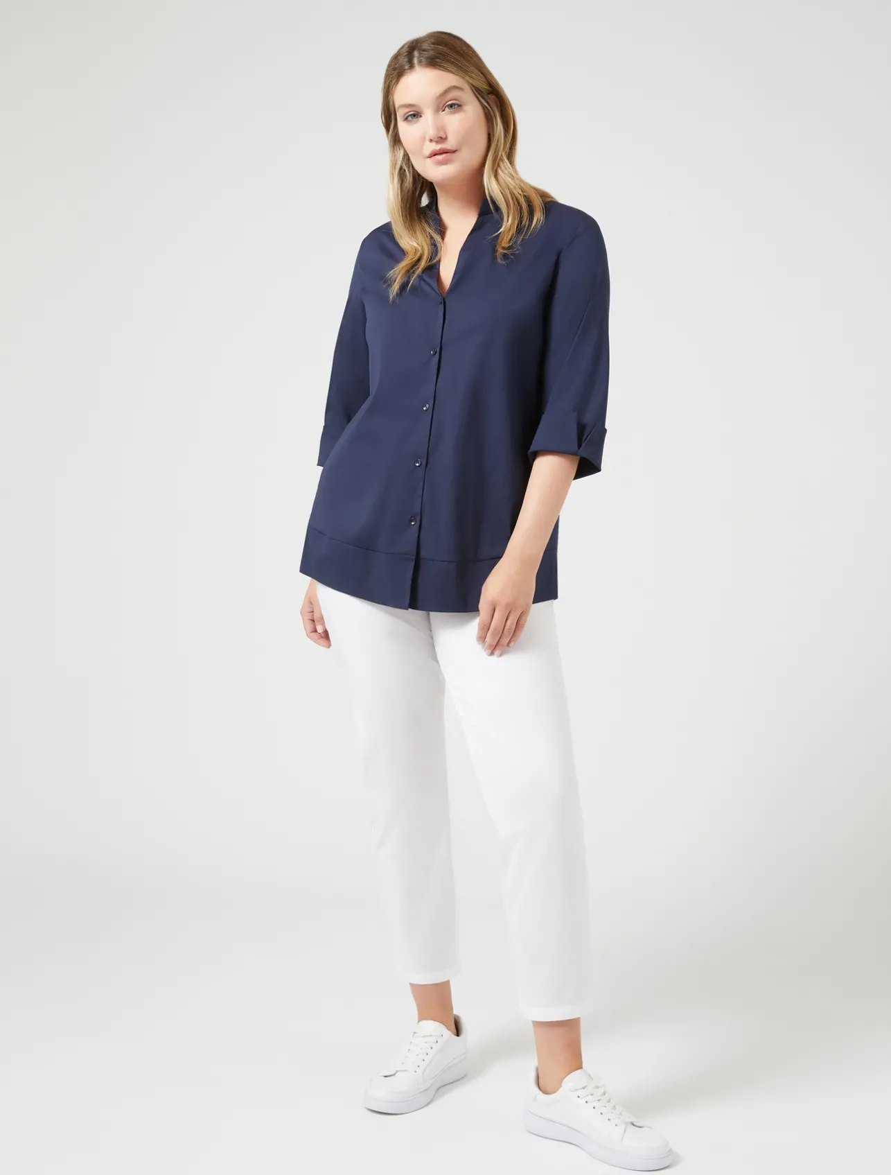 Best Marina Rinaldi Stretch poplin shirt CORNFLOWERBLUE
