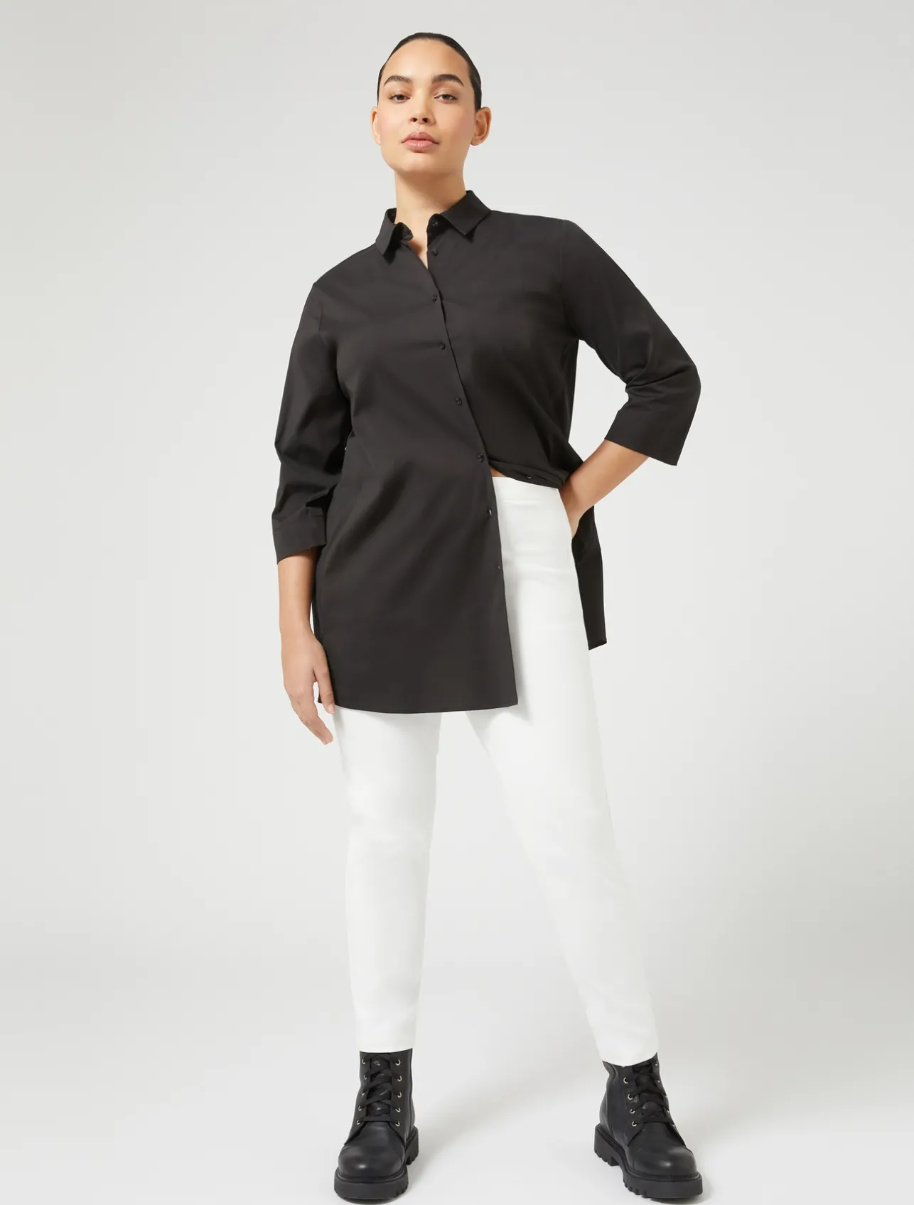 Hot Marina Rinaldi Stretch poplin shirt BLACK