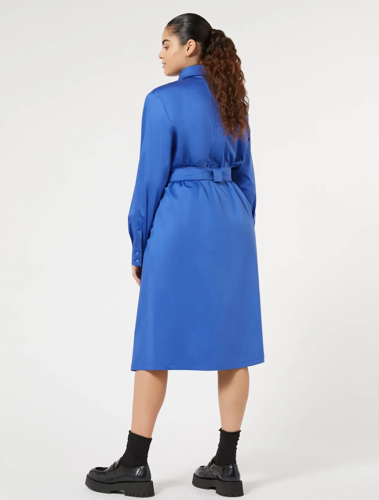 Fashion Marina Rinaldi Stretch satin shirt dress CHINABLUE