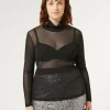 Sale Marina Rinaldi Stretch tulle turtleneck BLACK