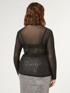 Sale Marina Rinaldi Stretch tulle turtleneck BLACK