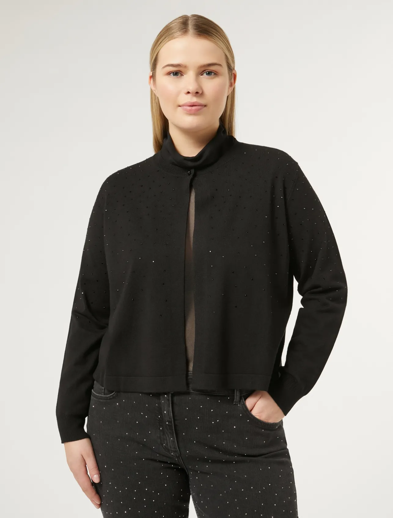 Discount Marina Rinaldi Stretch viscose cardigan BLACK