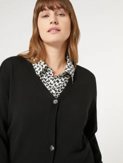 Outlet Marina Rinaldi Stretch viscose cardigan BLACK