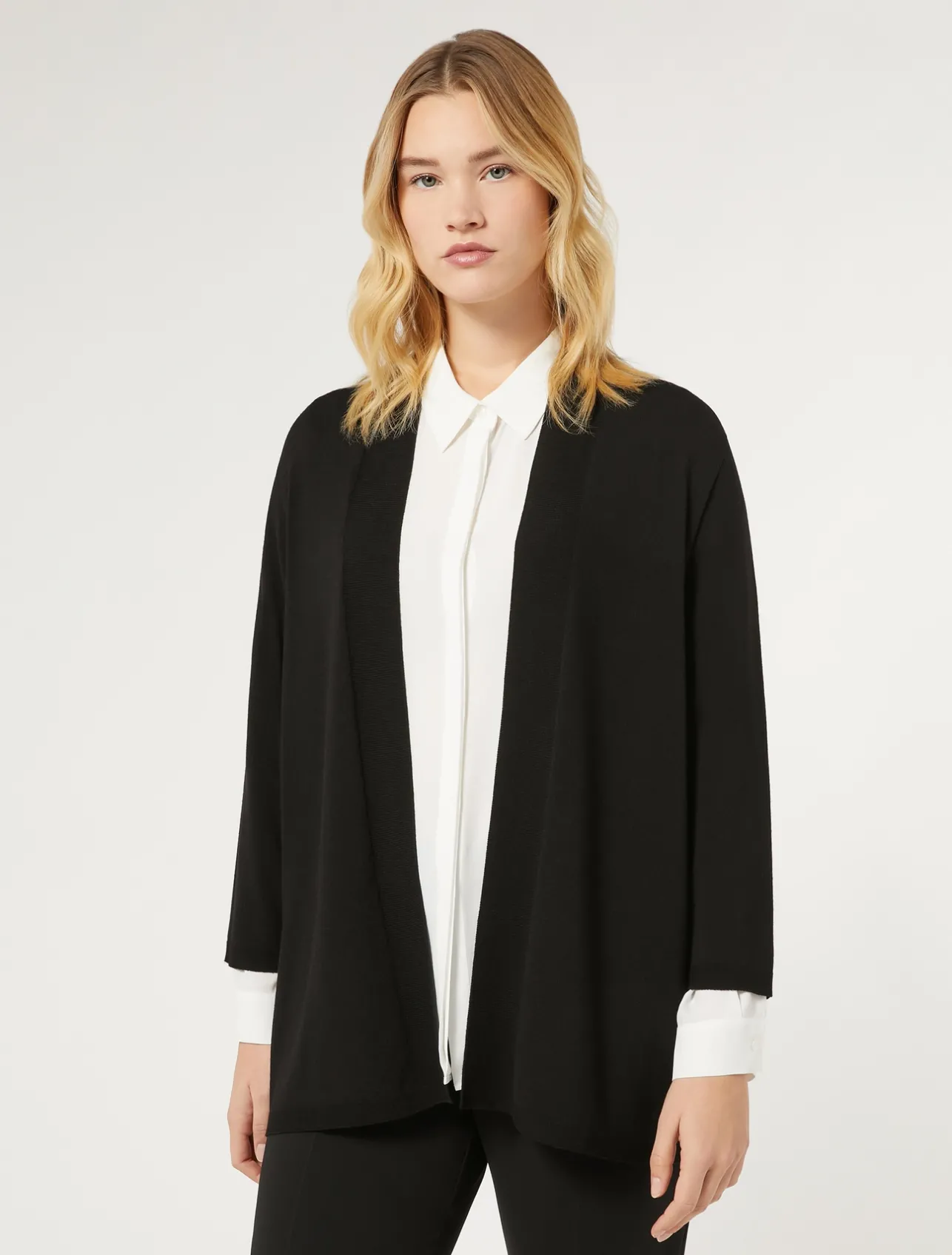 Discount Marina Rinaldi Stretch viscose crepe cardigan BLACK