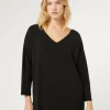 New Marina Rinaldi Stretch viscose crepe sweater BLACK