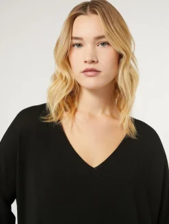New Marina Rinaldi Stretch viscose crepe sweater BLACK