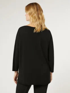 New Marina Rinaldi Stretch viscose crepe sweater BLACK