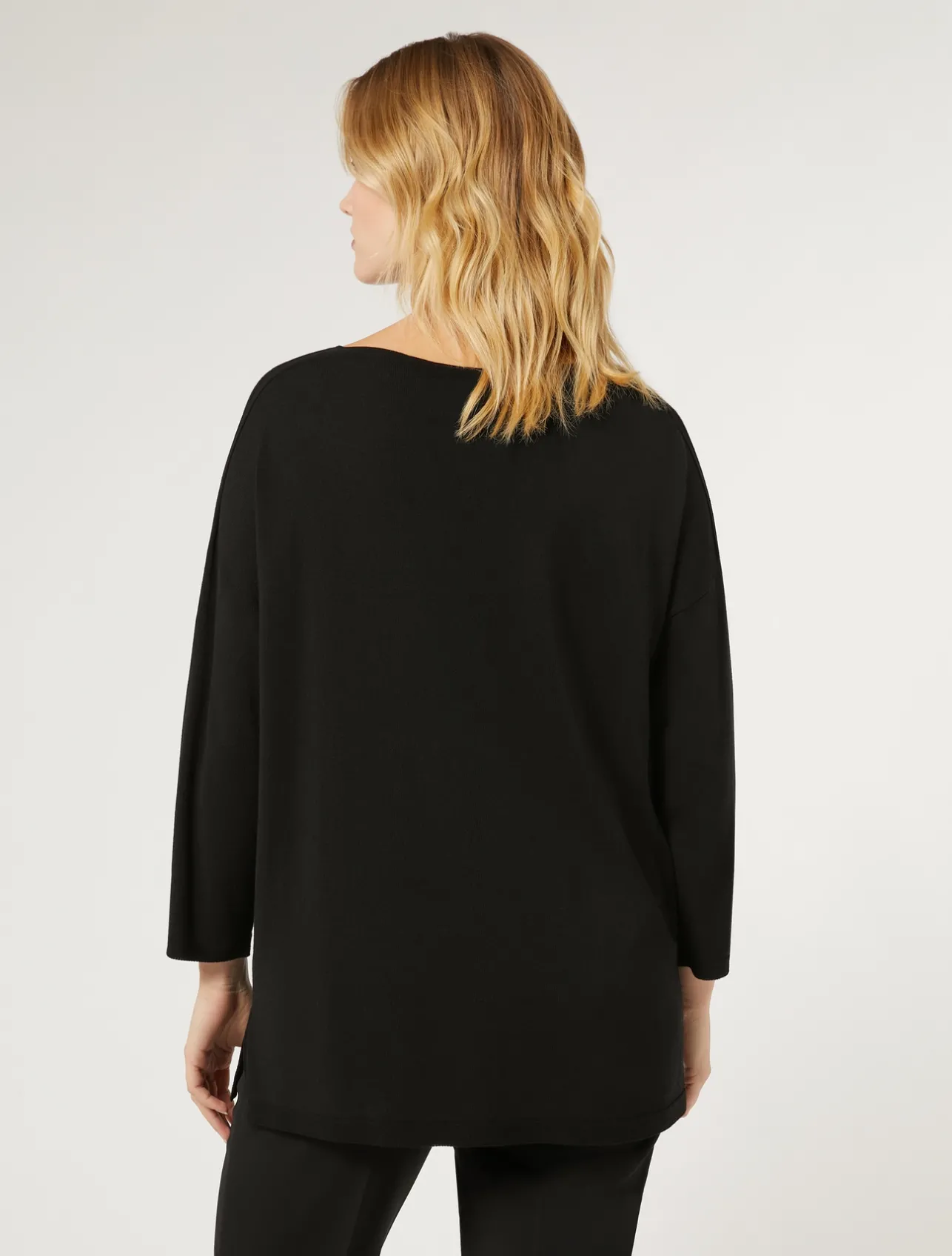 New Marina Rinaldi Stretch viscose crepe sweater BLACK