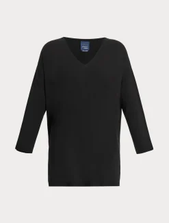 New Marina Rinaldi Stretch viscose crepe sweater BLACK