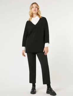 New Marina Rinaldi Stretch viscose crepe sweater BLACK