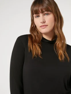 New Marina Rinaldi Stretch viscose jersey polo-neck sweater BLACK