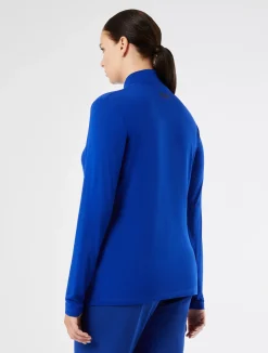Sale Marina Rinaldi Stretch viscose jersey polo-neck sweater CORNFLOWERBLUE