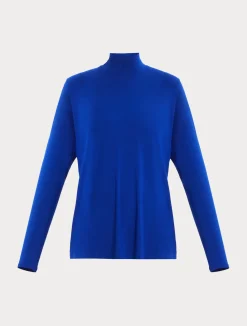 Sale Marina Rinaldi Stretch viscose jersey polo-neck sweater CORNFLOWERBLUE