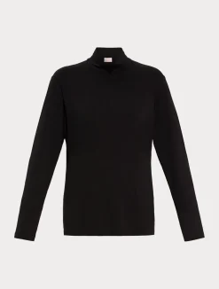 New Marina Rinaldi Stretch viscose jersey polo-neck sweater BLACK