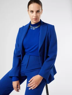 Sale Marina Rinaldi Stretch viscose jersey polo-neck sweater CORNFLOWERBLUE