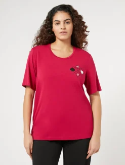 Discount Marina Rinaldi Stretch viscose jersey T-shirt RED