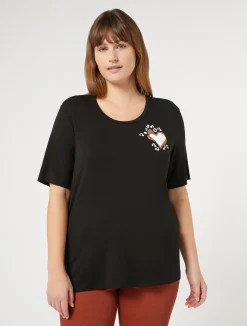 Fashion Marina Rinaldi Stretch viscose jersey T-shirt BLACK