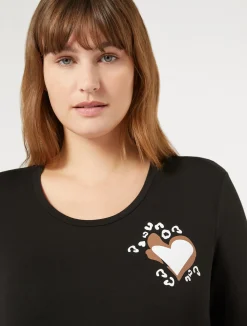 Fashion Marina Rinaldi Stretch viscose jersey T-shirt BLACK