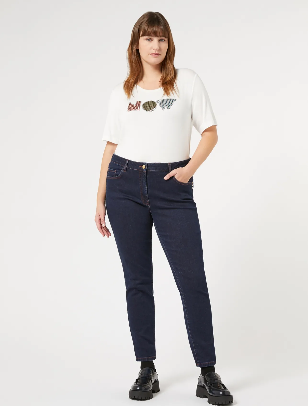 Best Marina Rinaldi Stretch viscose jersey T-shirt WHITE