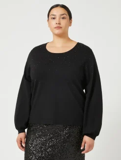 Fashion Marina Rinaldi Stretch viscose jumper BLACK