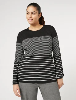 Best Marina Rinaldi Stretch viscose sweater BLACKWHITE