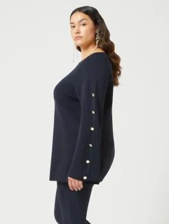 Discount Marina Rinaldi Stretch viscose trousers MIDNIGHTBLUE