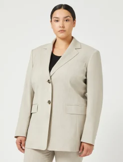 Fashion Marina Rinaldi Stretch wool canvas blazer BEIGE