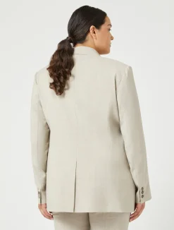 Fashion Marina Rinaldi Stretch wool canvas blazer BEIGE