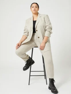 Fashion Marina Rinaldi Stretch wool canvas blazer BEIGE