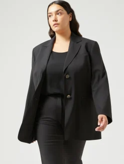 Clearance Marina Rinaldi Stretch wool canvas blazer BLACK