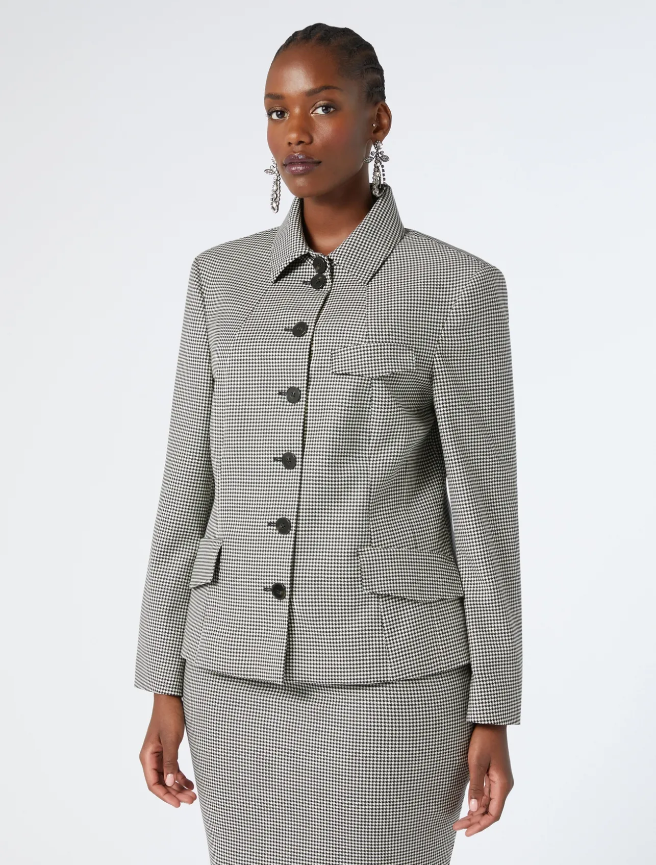 New Marina Rinaldi Stretch wool twill jacket BLACKWHITE