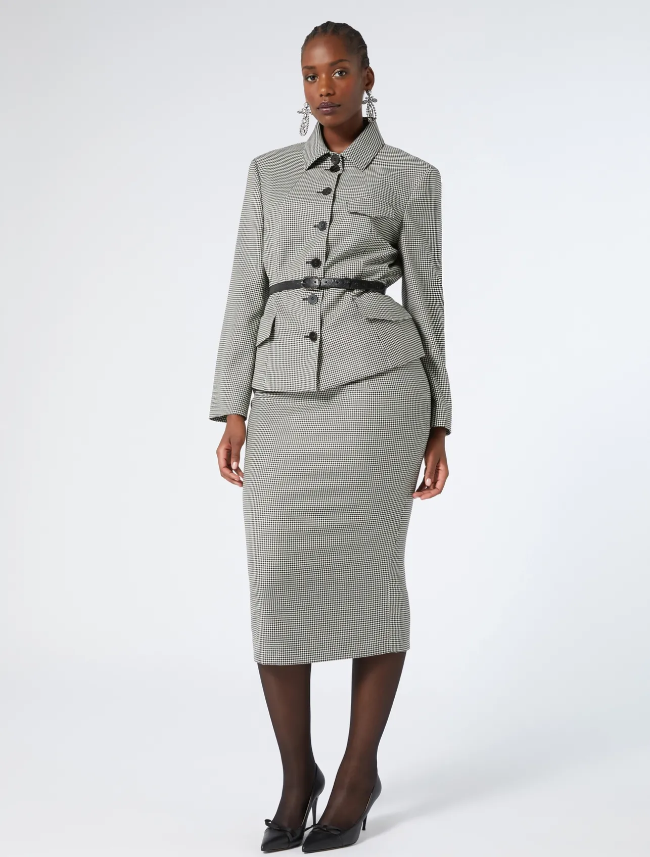 New Marina Rinaldi Stretch wool twill jacket BLACKWHITE