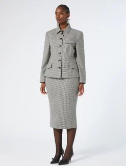 Fashion Marina Rinaldi Stretch wool twill skirt BLACKWHITE